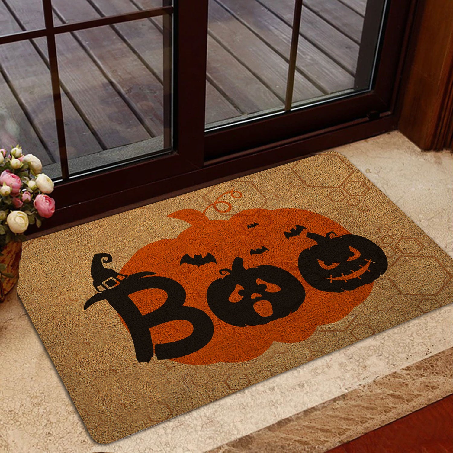 Ohaprints-Doormat-Outdoor-Indoor-Happy-Halloween-Boo-Trick-Or-Treat-Pumpkin-Funny-Gift-Idea-Brown-Rubber-Door-Mat-1749-