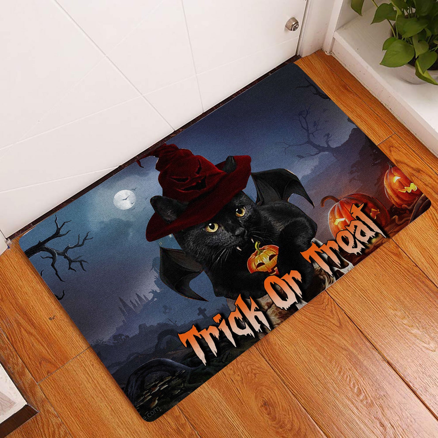 Ohaprints-Doormat-Outdoor-Indoor-Black-Cat-Trick-Or-Treat-Boo-Halloween-Moon-Night-Pumpkin-Funny-Rubber-Door-Mat-1752-