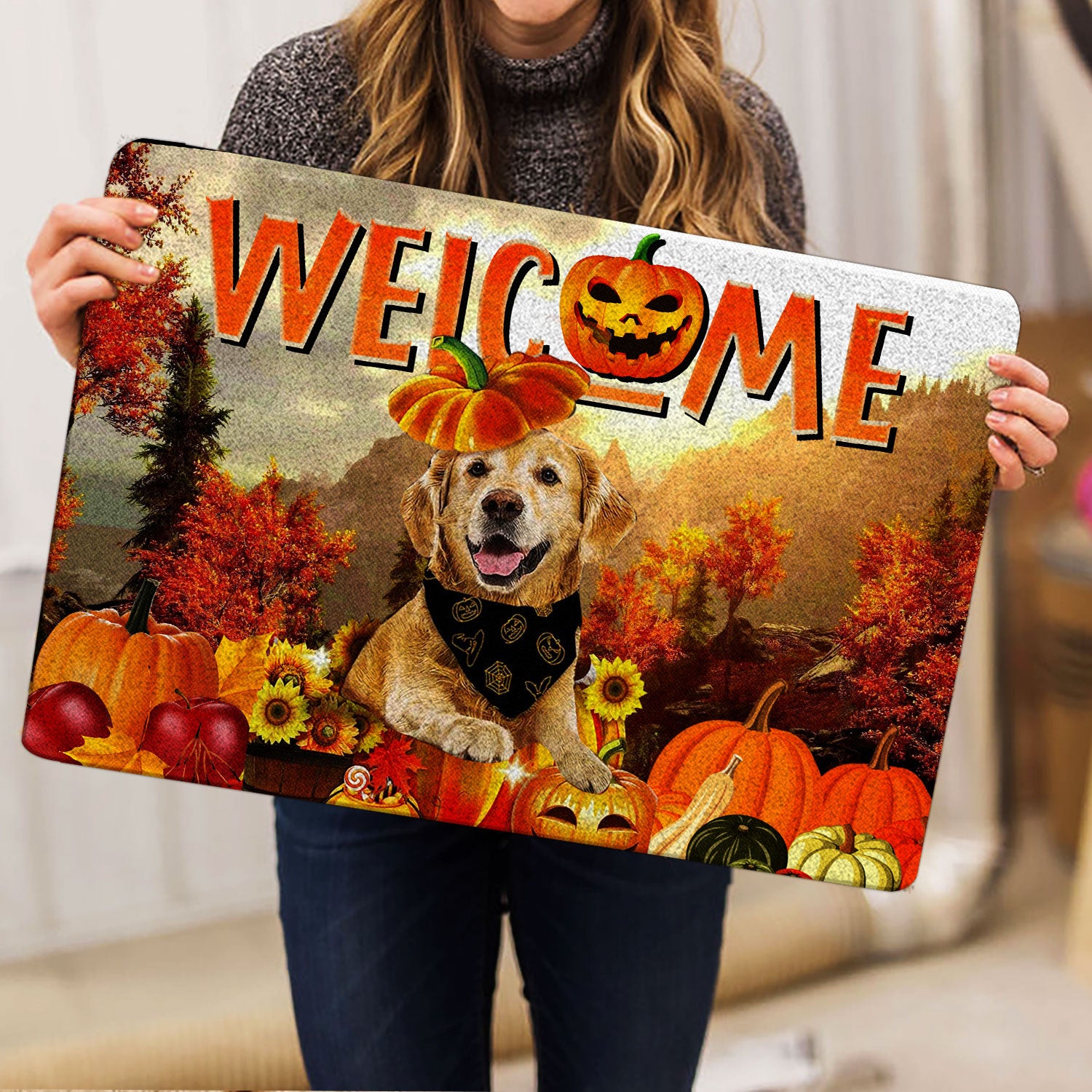 Fall Golden Retriever Doormat 