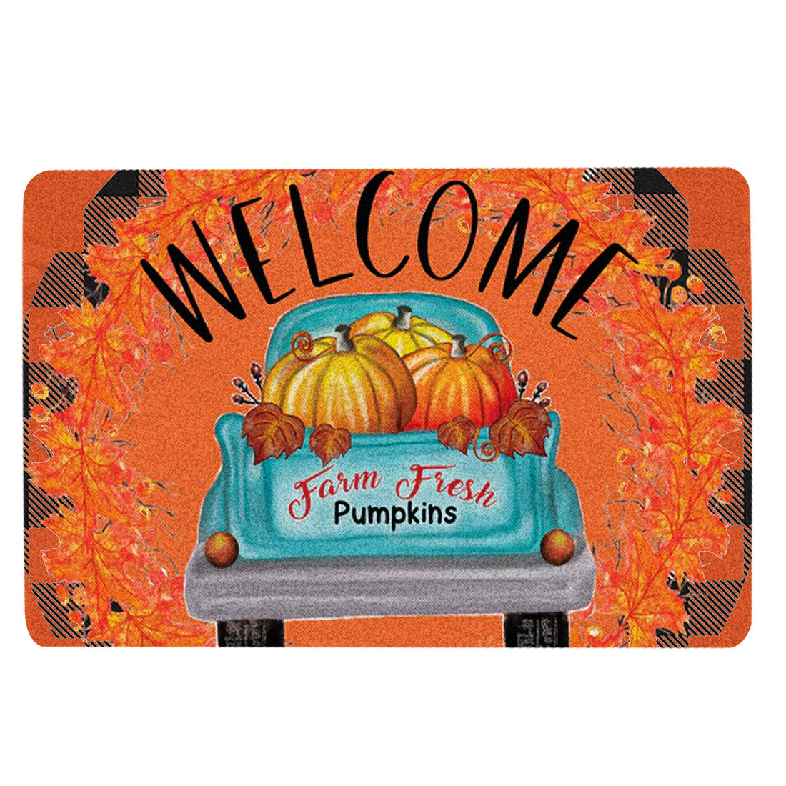 Ohaprints-Doormat-Outdoor-Indoor-Farm-Truck-Autumn-Pumpkin-Happy-Fall-Y'All-Thanksgiving-Day-Rubber-Door-Mat-1764-18'' x 30''