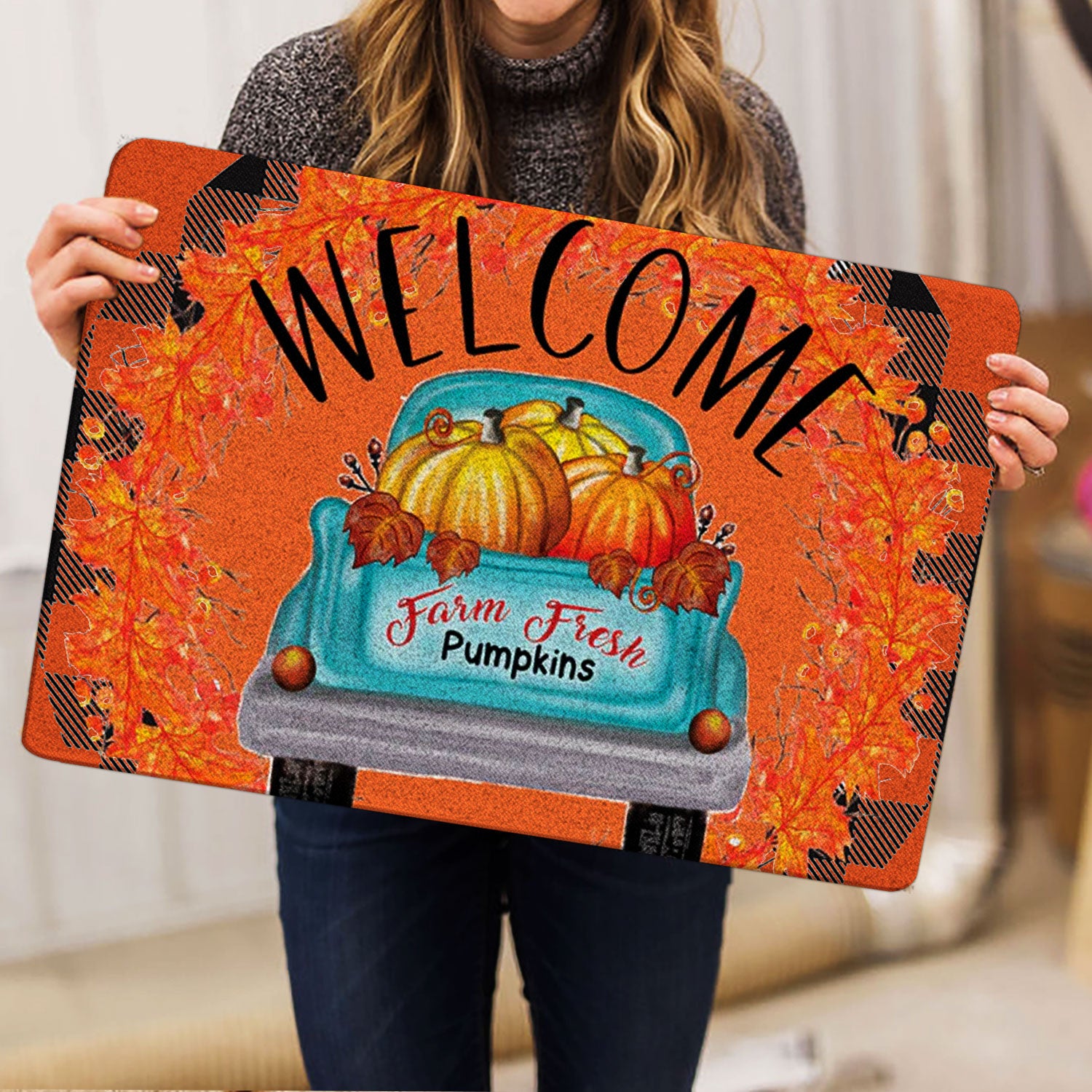 Ohaprints-Doormat-Outdoor-Indoor-Farm-Truck-Autumn-Pumpkin-Happy-Fall-Y'All-Thanksgiving-Day-Rubber-Door-Mat-1764-