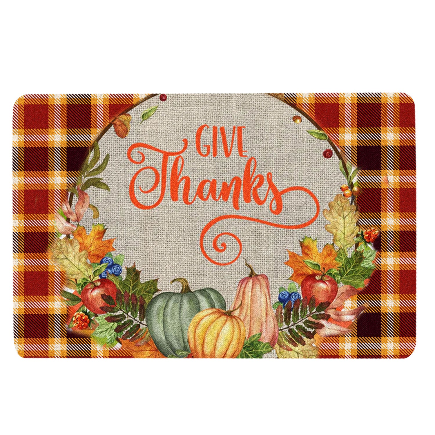 Ohaprints-Doormat-Outdoor-Indoor-Pumpkin-Givethanks-Happy-Fall-Y'All-Thanksgiving-Day-Autumn-Rubber-Door-Mat-1765-18'' x 30''