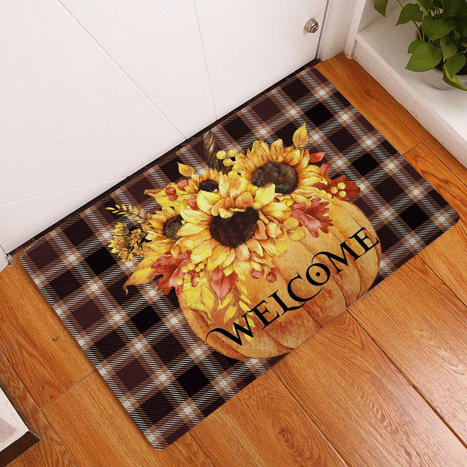 Ohaprints-Doormat-Outdoor-Indoor-Pumpkin-Sunflower-Happy-Fall-Y'All-Thanksgiving-Day-Autumn-Rubber-Door-Mat-1766-