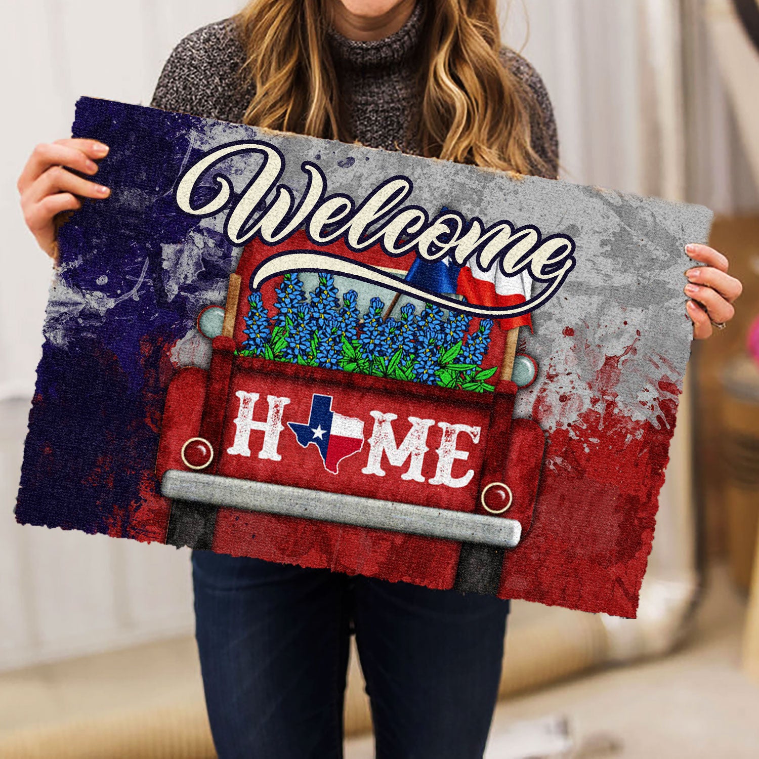 Ohaprints-Doormat-Outdoor-Indoor-Welcome-Home-Truck-Texas-Flag-Bluebonnet-Wild-West-Cowboy-Rubber-Door-Mat-836-