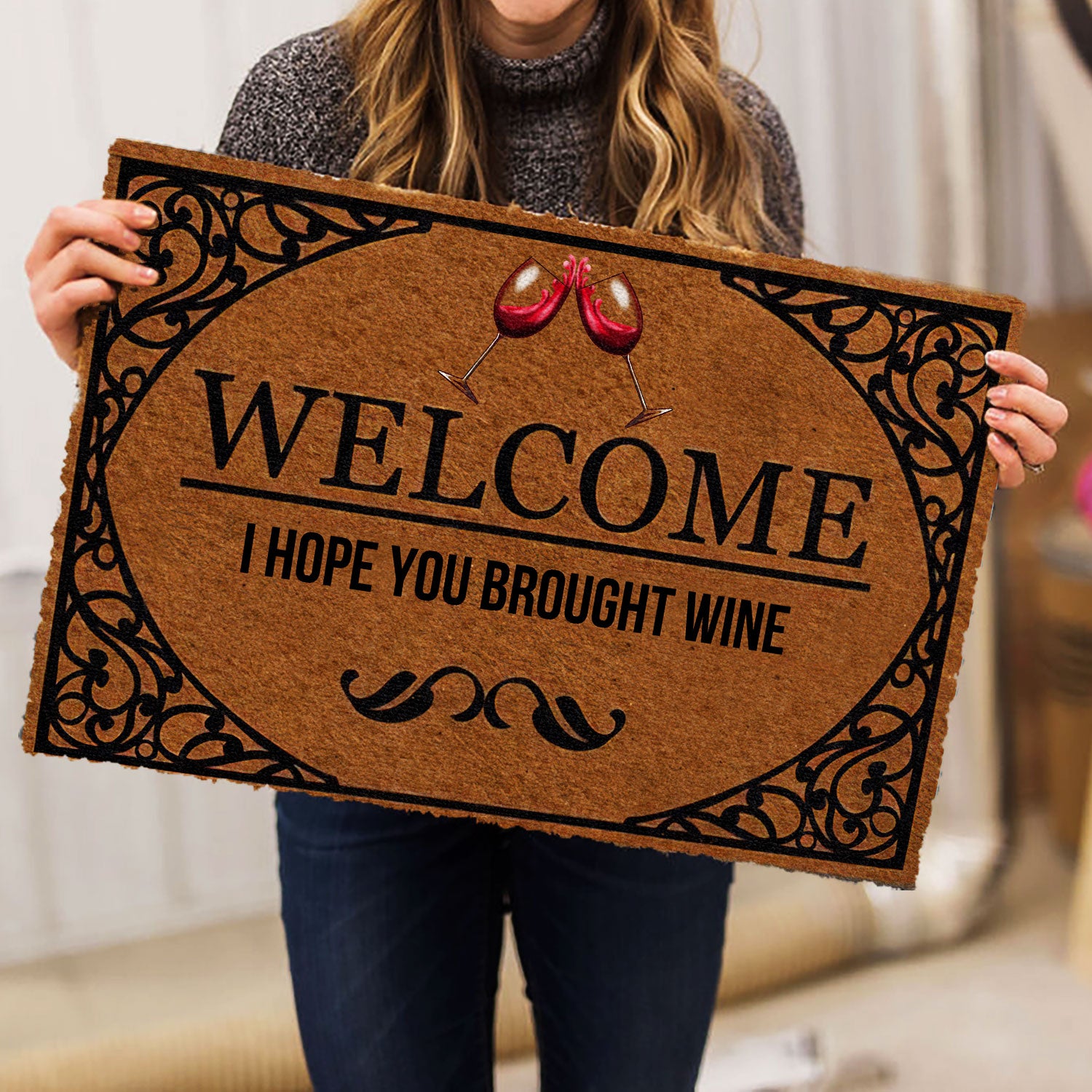 Ohaprints-Doormat-Outdoor-Indoor-Welcome-I-Hope-You-Brought-Wine-Funny-Unique-Gift-Idea-Rubber-Door-Mat-839-