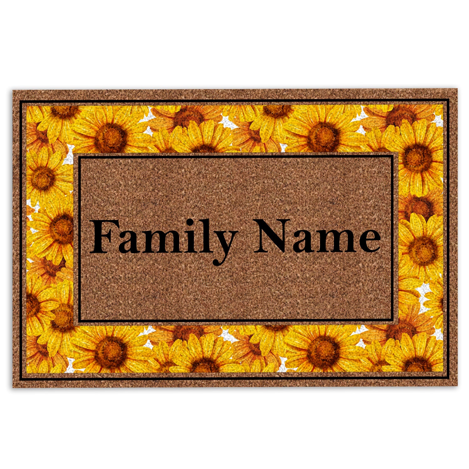 Ohaprints-Doormat-Outdoor-Indoor-Rolling-Scrolls-Sunflower-Bordered-Custom-Personalized-Name-Rubber-Door-Mat-840-18'' x 30''