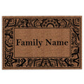 Ohaprints-Doormat-Outdoor-Indoor-Rolling-Scrolls-Black-Bordered-Brown-Custom-Personalized-Name-Rubber-Door-Mat-841-18'' x 30''