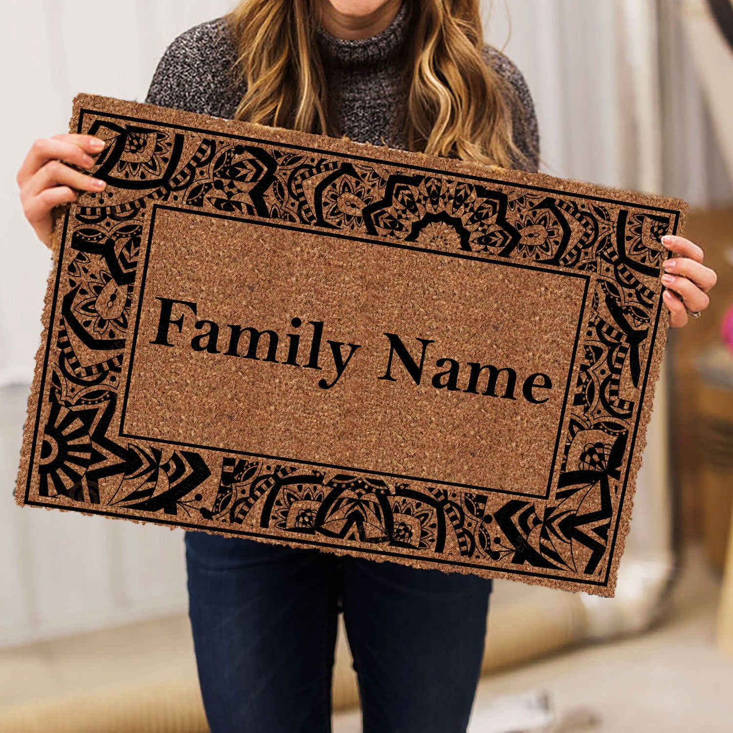 Ohaprints-Doormat-Outdoor-Indoor-Rolling-Scrolls-Black-Bordered-Brown-Custom-Personalized-Name-Rubber-Door-Mat-841-