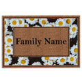 Ohaprints-Doormat-Outdoor-Indoor-Rolling-Scrolls-Daisy-Bordered-Brown-Custom-Personalized-Name-Rubber-Door-Mat-842-18'' x 30''