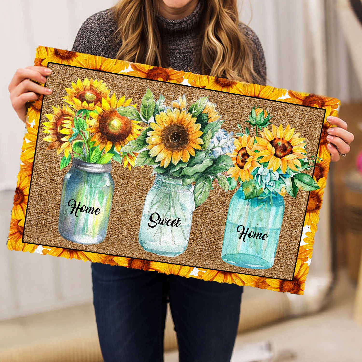 Ohaprints-Doormat-Outdoor-Indoor-Sunflower-Jars-Floral-Home-Sweet-Home-Brown-Housewarming-Gift-Rubber-Door-Mat-844-