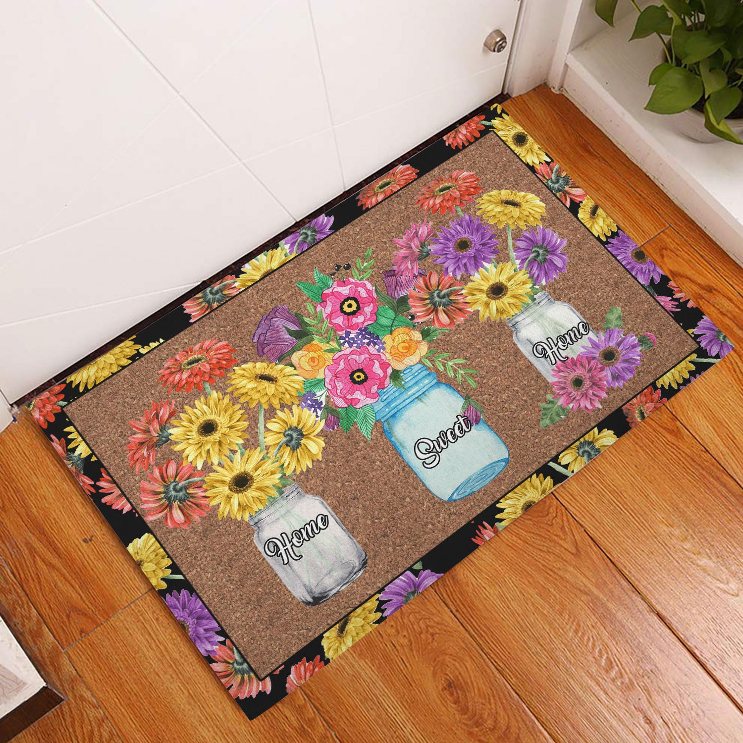 Ohaprints-Doormat-Outdoor-Indoor-Flower-Jars-Floral-Home-Sweet-Home-Brown-Housewarming-Gift-Rubber-Door-Mat-846-