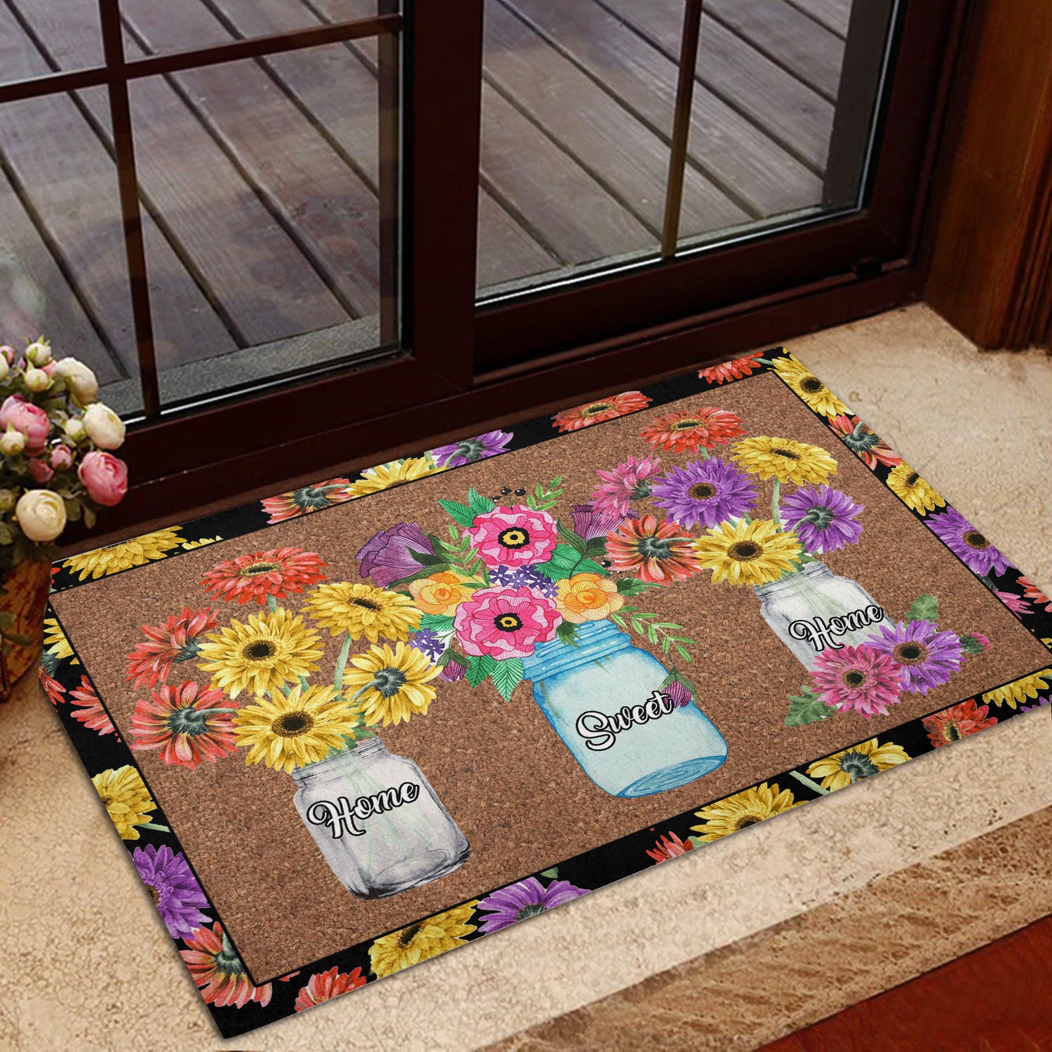 Ohaprints-Doormat-Outdoor-Indoor-Flower-Jars-Floral-Home-Sweet-Home-Brown-Housewarming-Gift-Rubber-Door-Mat-846-