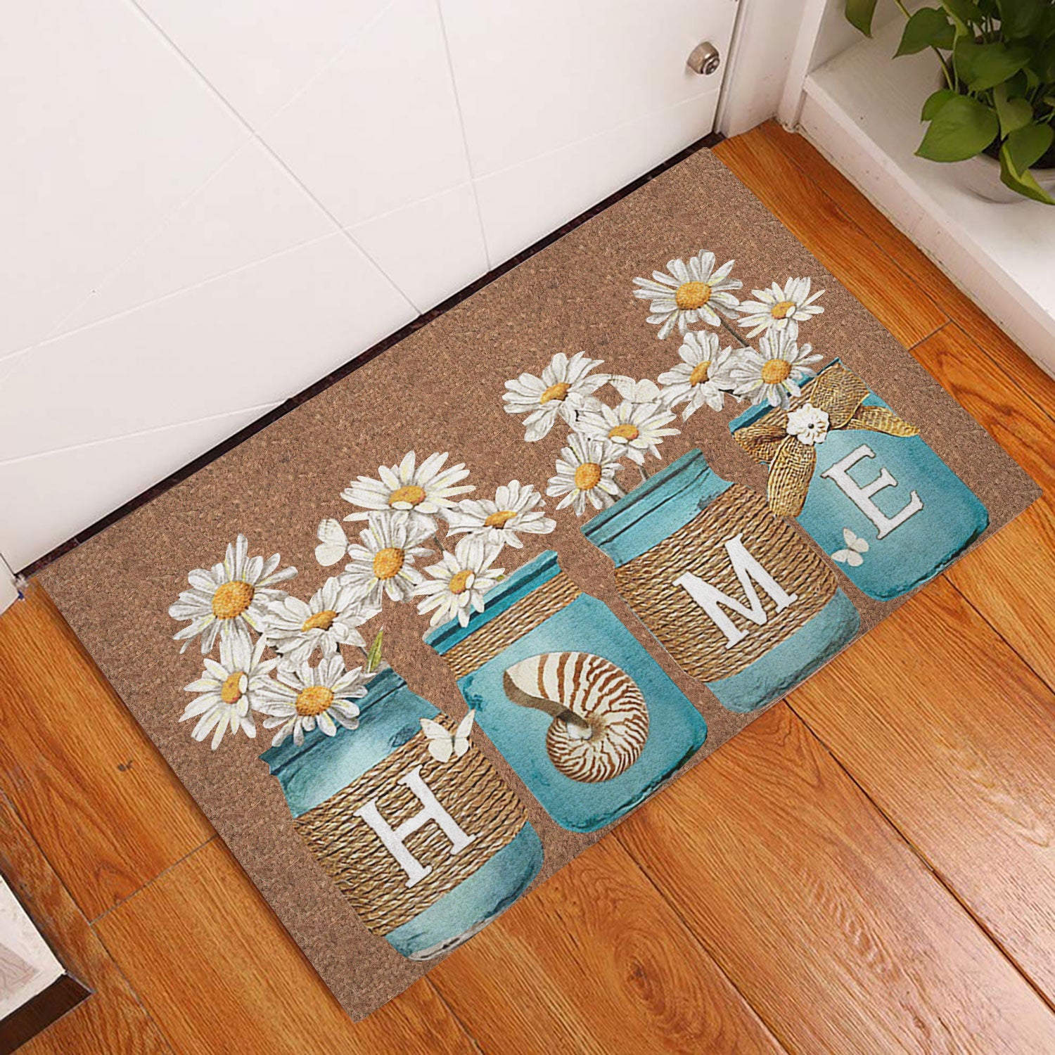 Ohaprints-Doormat-Outdoor-Indoor-Daisy-Flower-Jars-Floral-Welcome-Home-Brown-Housewarming-Gift-Rubber-Door-Mat-848-