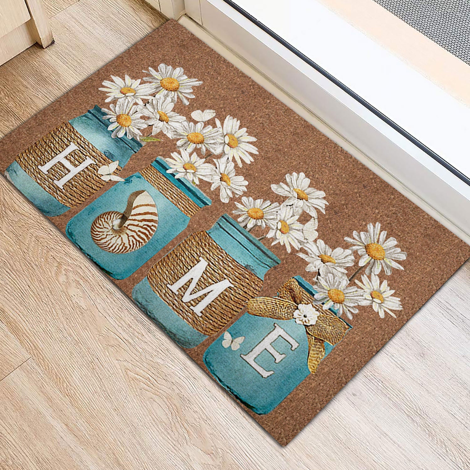 Ohaprints-Doormat-Outdoor-Indoor-Daisy-Flower-Jars-Floral-Welcome-Home-Brown-Housewarming-Gift-Rubber-Door-Mat-848-