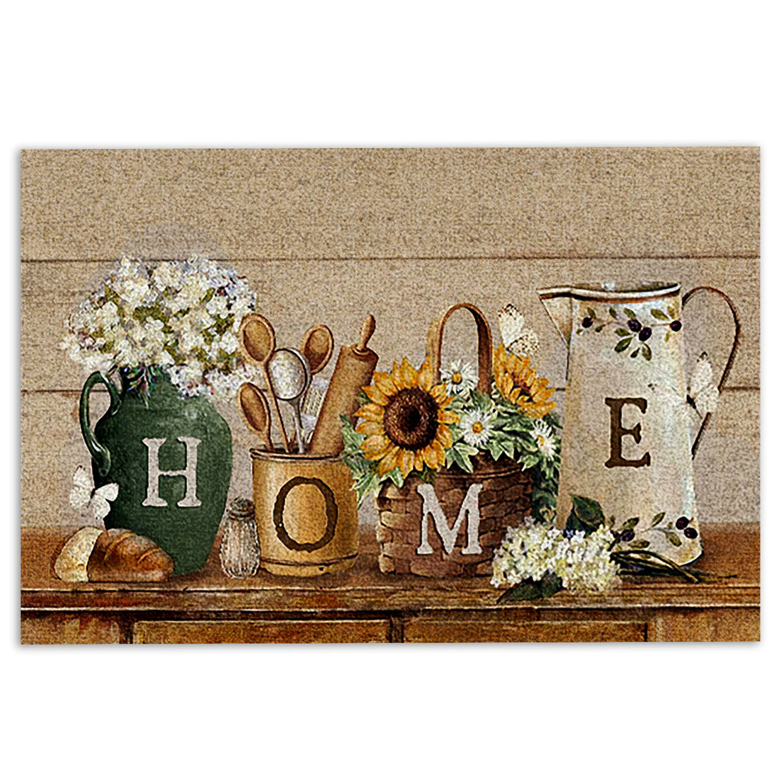 Ohaprints-Doormat-Outdoor-Indoor-Sunflower-Jars-Floral-Welcome-Home-Brown-Housewarming-Gift-Rubber-Door-Mat-849-18'' x 30''