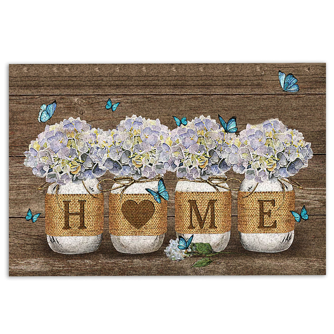 Ohaprints-Doormat-Outdoor-Indoor-Hydrangea-Jars-Floral-Butterfly-Home-Brown-Housewarming-Gift-Rubber-Door-Mat-850-18'' x 30''