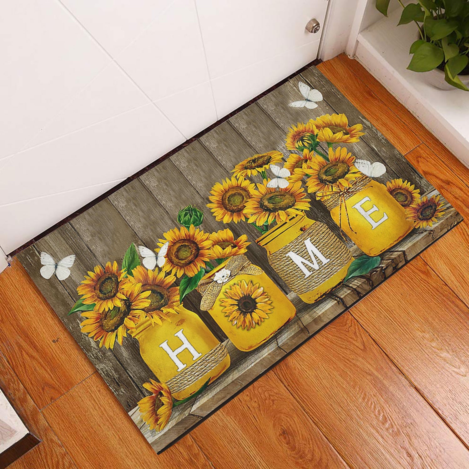 Ohaprints-Doormat-Outdoor-Indoor-Sunflower-Jars-Floral-Butterfly-Home-Brown-Housewarming-Gift-Rubber-Door-Mat-853-