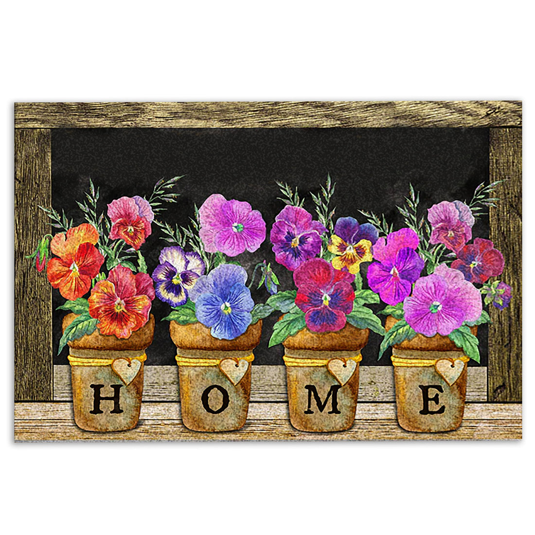 Ohaprints-Doormat-Outdoor-Indoor-Garden-Vase-Flower-Butterfly-Home-Black-Housewarming-Gift-Rubber-Door-Mat-854-18'' x 30''