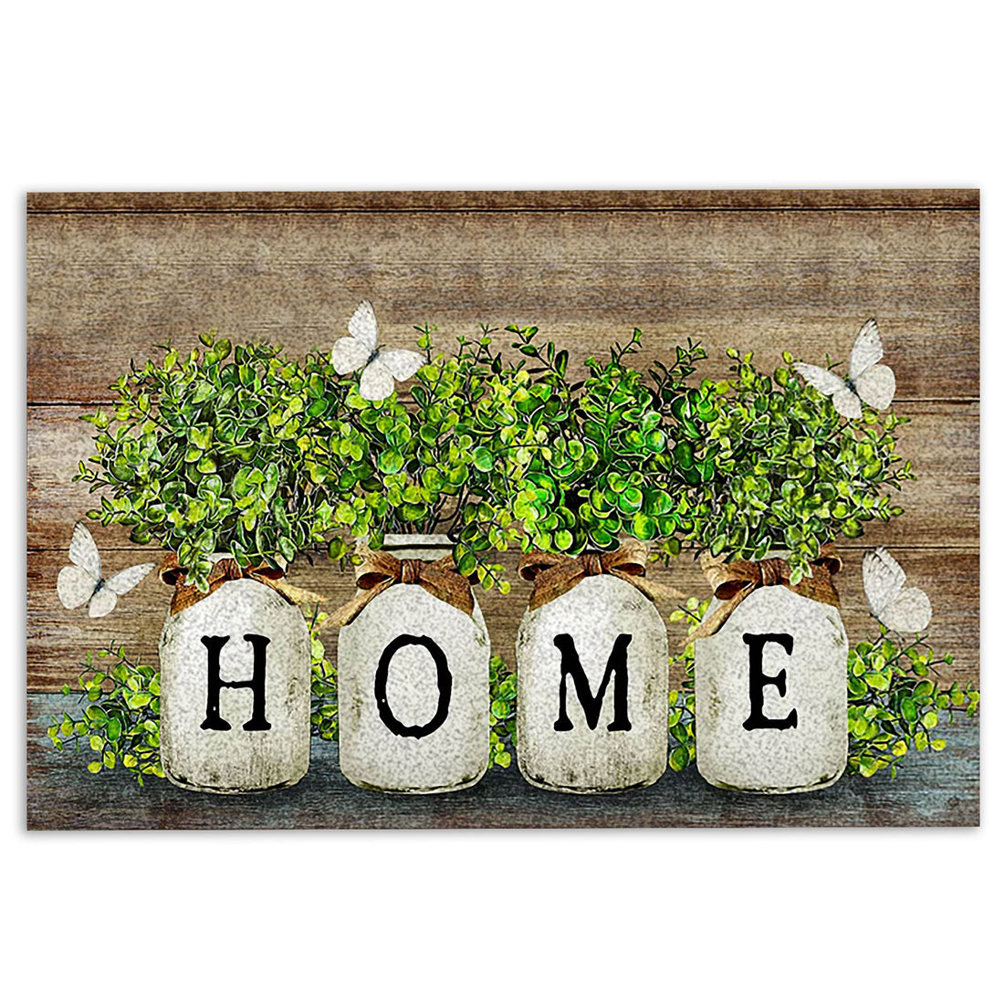 Ohaprints-Doormat-Outdoor-Indoor-Baby-Rubber-Plant-Vase-Butterfly-Home-Brown-Housewarming-Gift-Rubber-Door-Mat-855-18'' x 30''