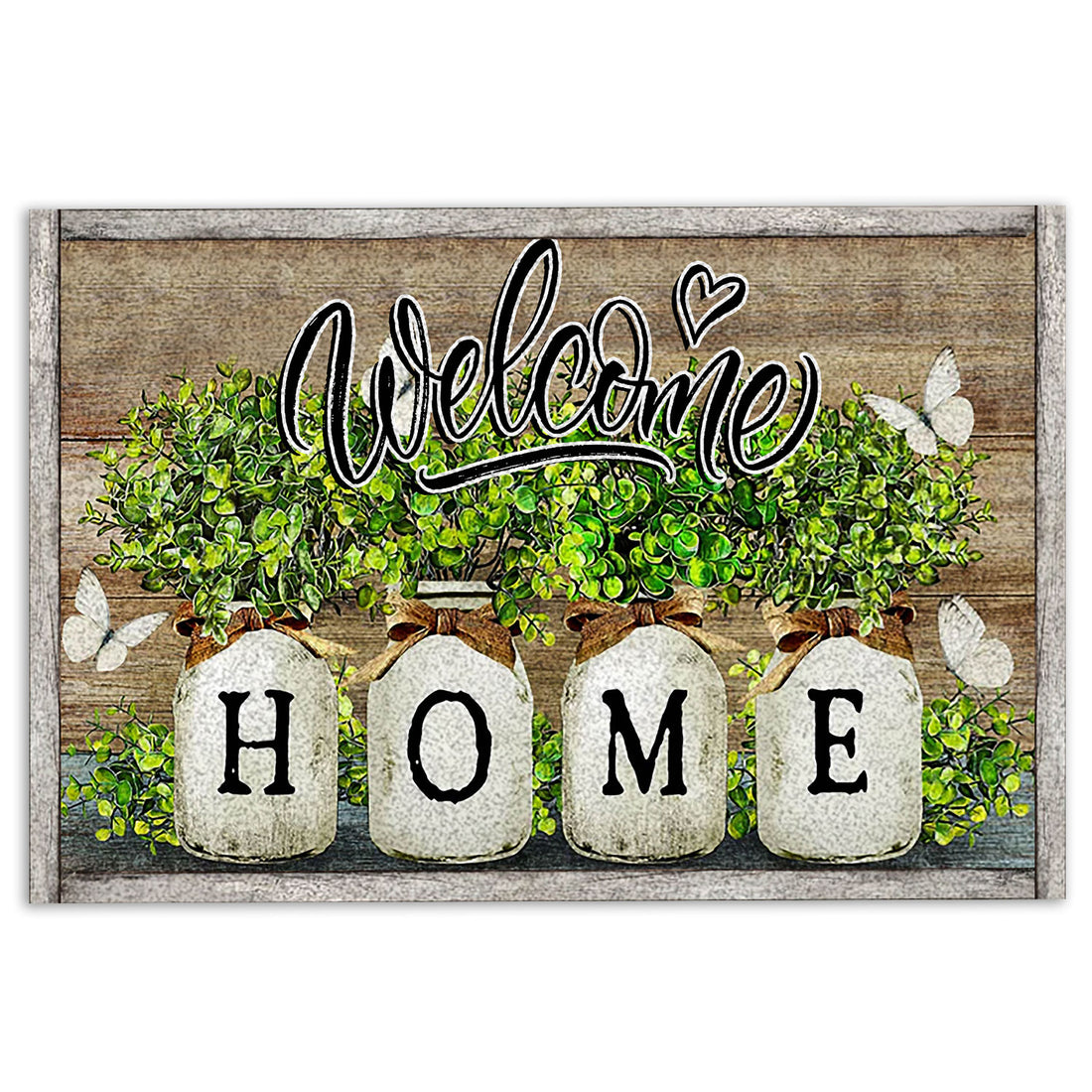 Ohaprints-Doormat-Outdoor-Indoor-Baby-Rubber-Plant-Vase-Butterfly-Welcome-Home-Brown-Housewarming-Rubber-Door-Mat-856-18'' x 30''