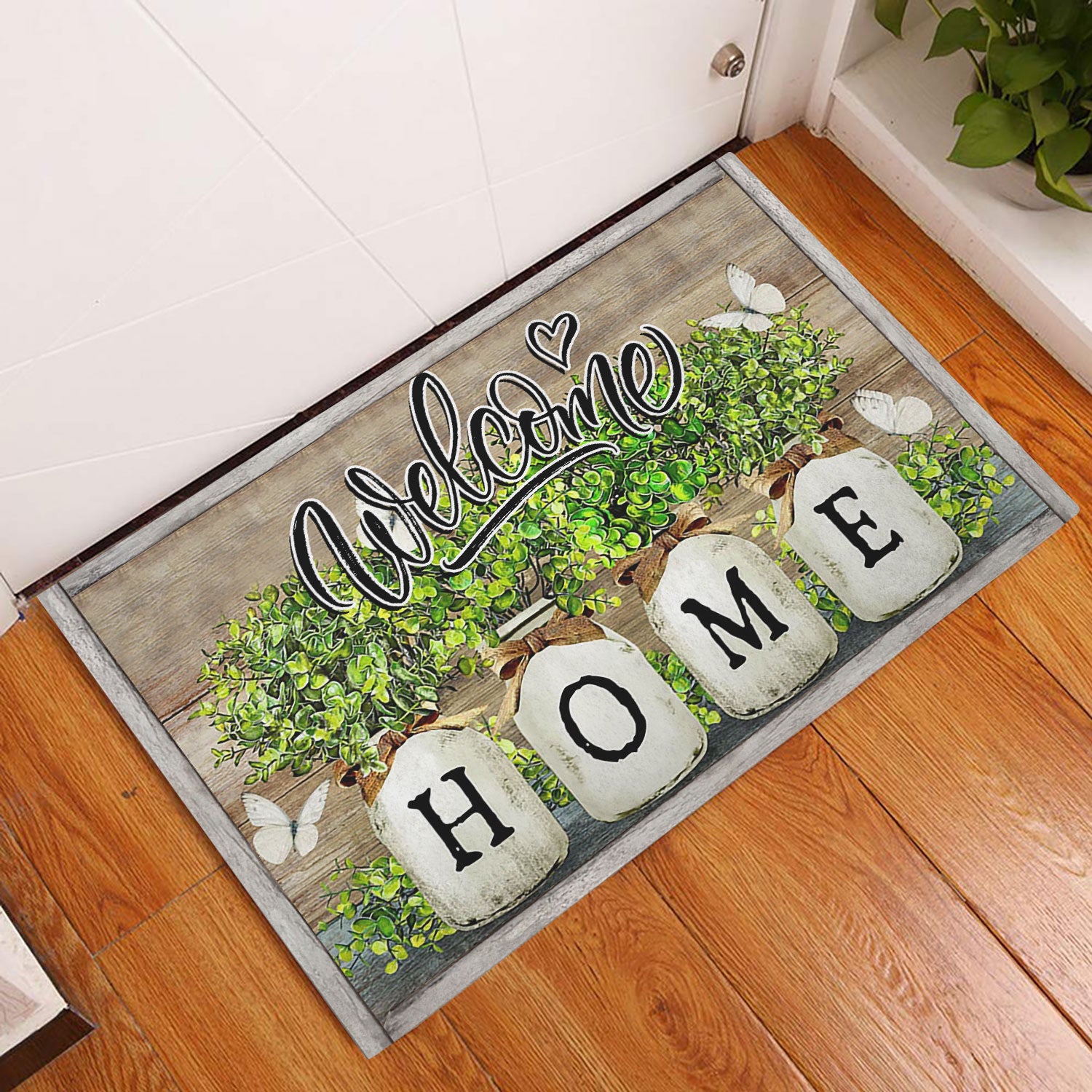 Ohaprints-Doormat-Outdoor-Indoor-Baby-Rubber-Plant-Vase-Butterfly-Welcome-Home-Brown-Housewarming-Rubber-Door-Mat-856-