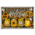 Ohaprints-Doormat-Outdoor-Indoor-Sunflower-Jars-Floral-Butterfly-Welcome-Home-Brown-Housewarming-Rubber-Door-Mat-858-18'' x 30''