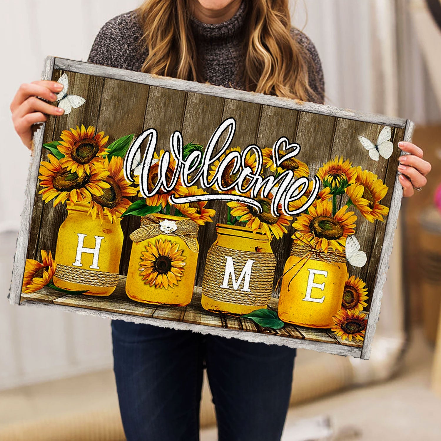 Ohaprints-Doormat-Outdoor-Indoor-Sunflower-Jars-Floral-Butterfly-Welcome-Home-Brown-Housewarming-Rubber-Door-Mat-858-