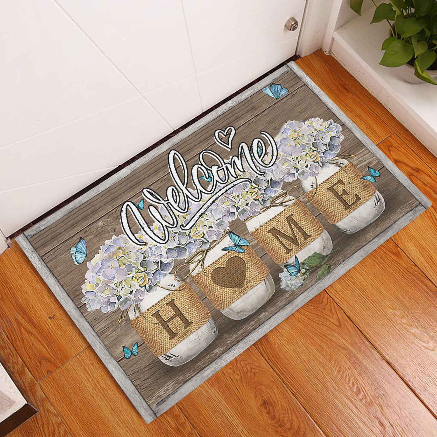 Ohaprints-Doormat-Outdoor-Indoor-Hydrangea-Jars-Floral-Butterfly-Welcome-Home-Brown-Housewarming-Rubber-Door-Mat-861-