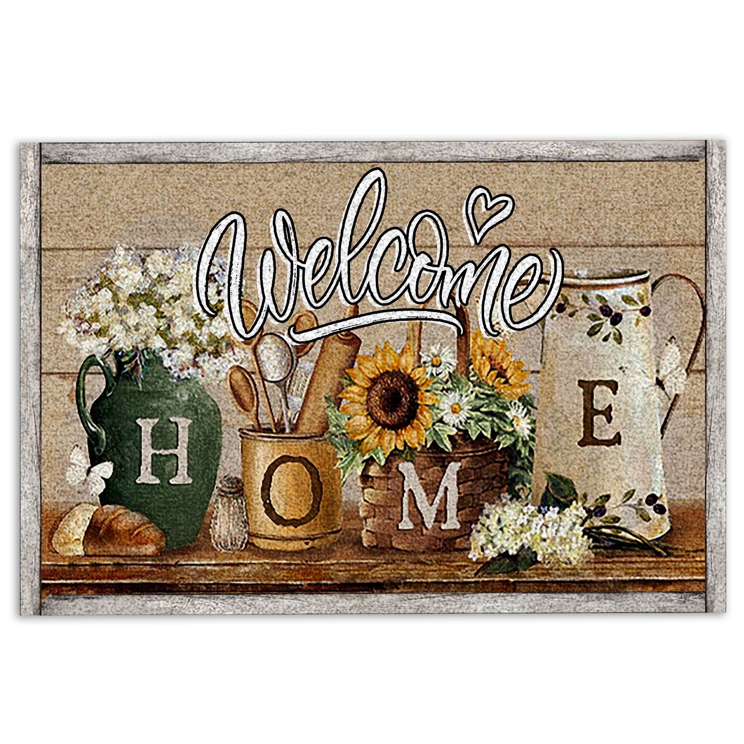 Ohaprints-Doormat-Outdoor-Indoor-Sunflower-Jars-Floral-Welcome-Home-Kitchen-Housewarming-Gift-Rubber-Door-Mat-862-18'' x 30''