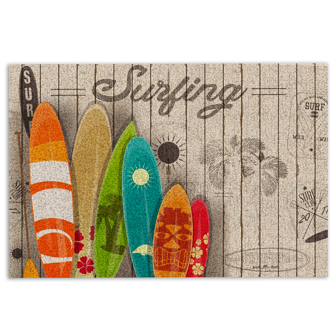 Ohaprints-Doormat-Outdoor-Indoor-Surfing-Surfboard-Beach-Life-Hello-Summer-Beige-Wood-Pattern-Rubber-Door-Mat-869-18'' x 30''