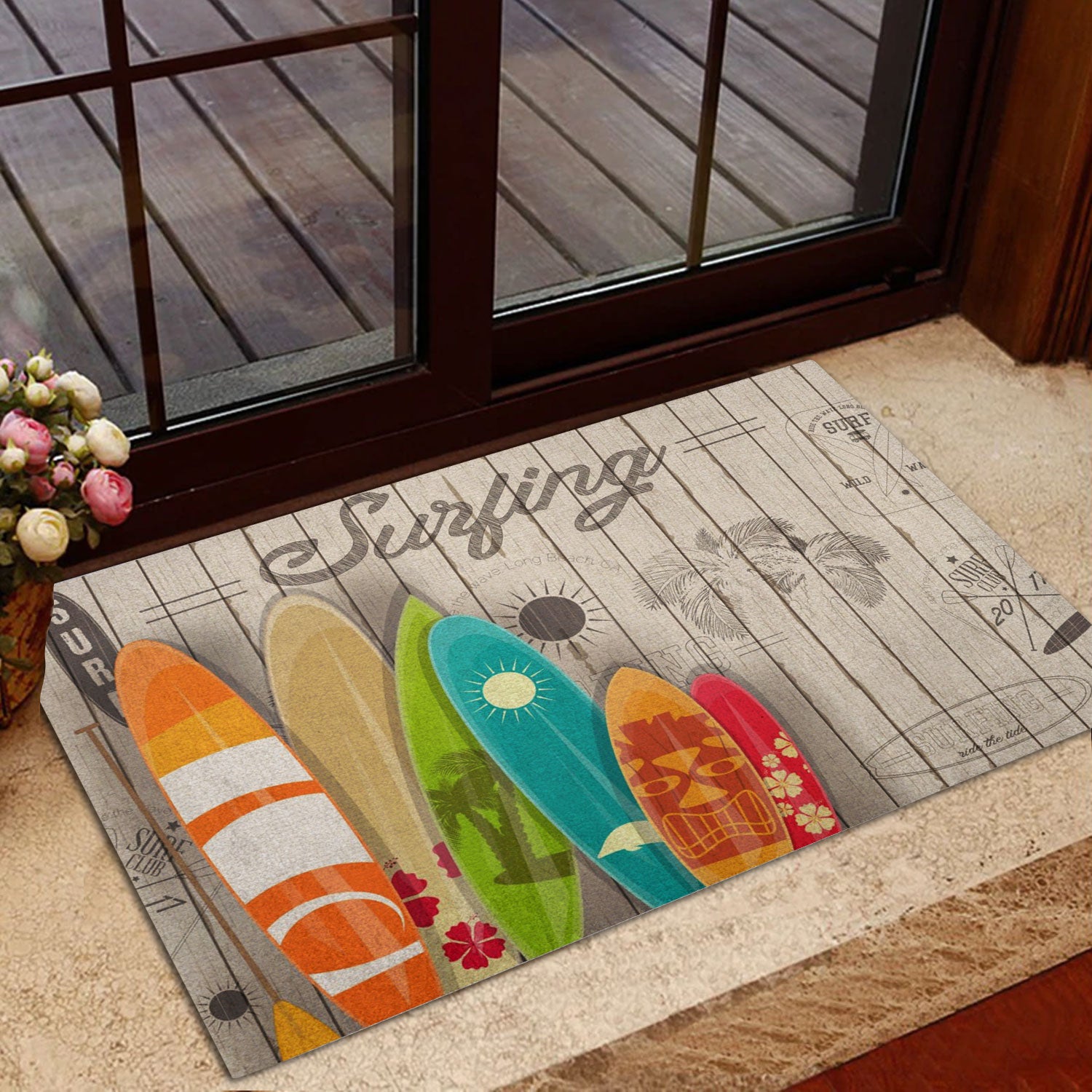 Ohaprints-Doormat-Outdoor-Indoor-Surfing-Surfboard-Beach-Life-Hello-Summer-Beige-Wood-Pattern-Rubber-Door-Mat-869-