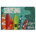 Ohaprints-Doormat-Outdoor-Indoor-Surfing-Surfboard-Life-Is-A-Wave-Beach-Life-Hello-Summer-Blue-Rubber-Door-Mat-870-18'' x 30''