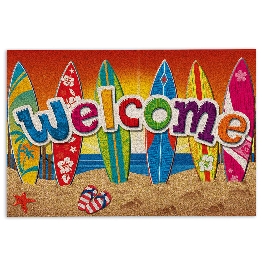 Ohaprints-Doormat-Outdoor-Indoor-Surfing-Colorful-Surfboard-Welcome-Beach-Life-Hello-Summer-Rubber-Door-Mat-872-18'' x 30''