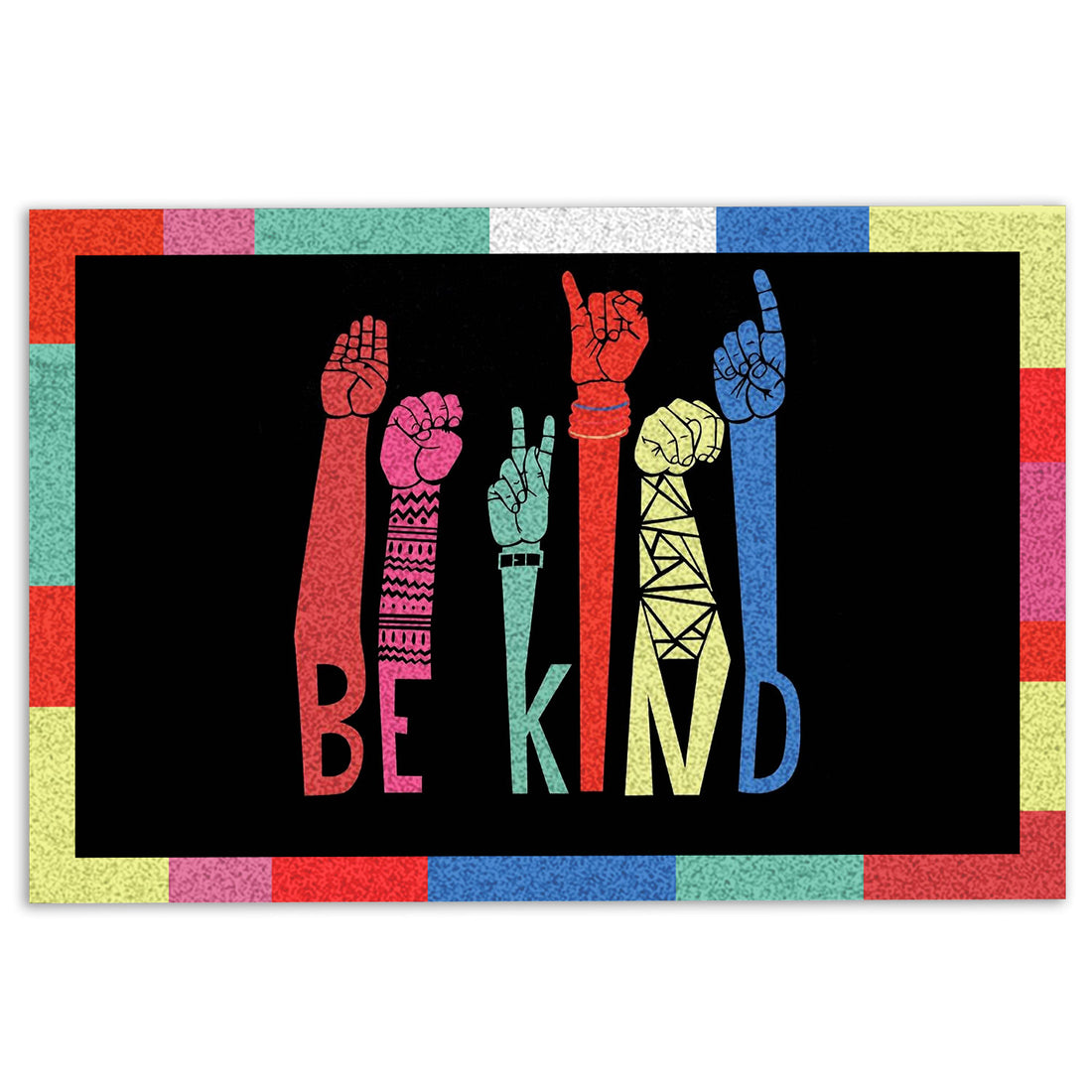 Ohaprints-Doormat-Outdoor-Indoor-Be-Kind-Sign-Language-Colorful-Unique-Gift-Idea-Housewarming-Rubber-Door-Mat-883-18'' x 30''