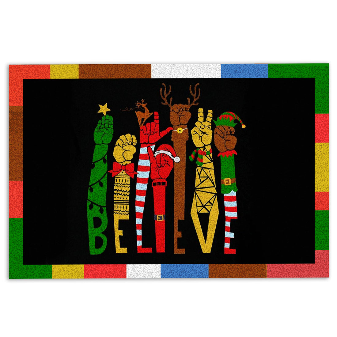 Ohaprints-Doormat-Outdoor-Indoor-Believe-Sign-Language-Colorful-Unique-Christmas-Gift-Idea-Rubber-Door-Mat-884-18'' x 30''