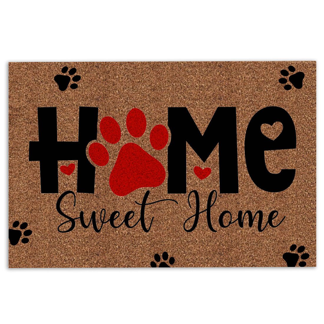 Ohaprints-Doormat-Outdoor-Indoor-Dog-Paw-Home-Sweet-Home-Decor-Gift-For-Dog-Puppy-Pet-Lover-Brown-Rubber-Door-Mat-885-18'' x 30''