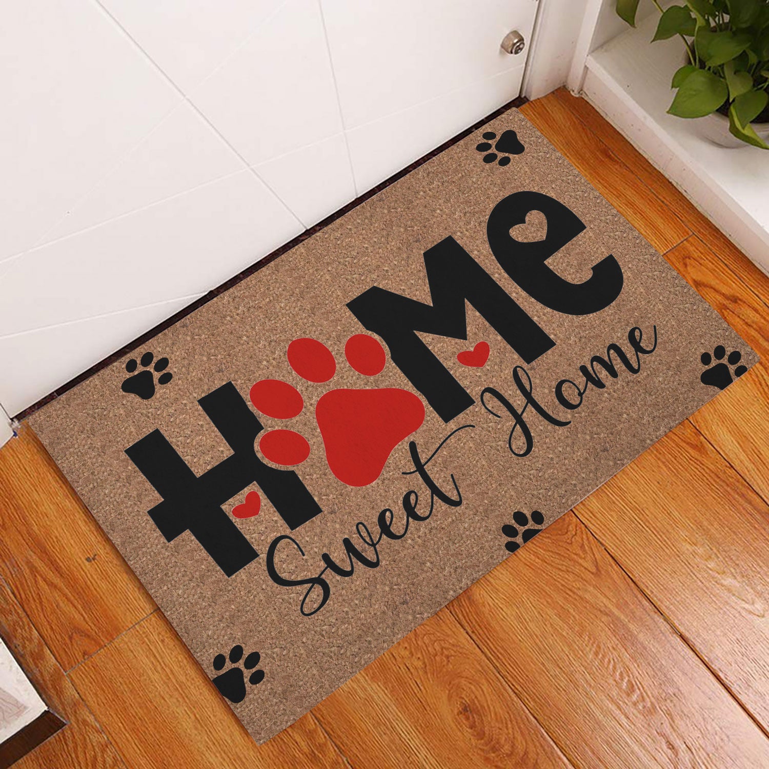 Ohaprints-Doormat-Outdoor-Indoor-Dog-Paw-Home-Sweet-Home-Decor-Gift-For-Dog-Puppy-Pet-Lover-Brown-Rubber-Door-Mat-885-