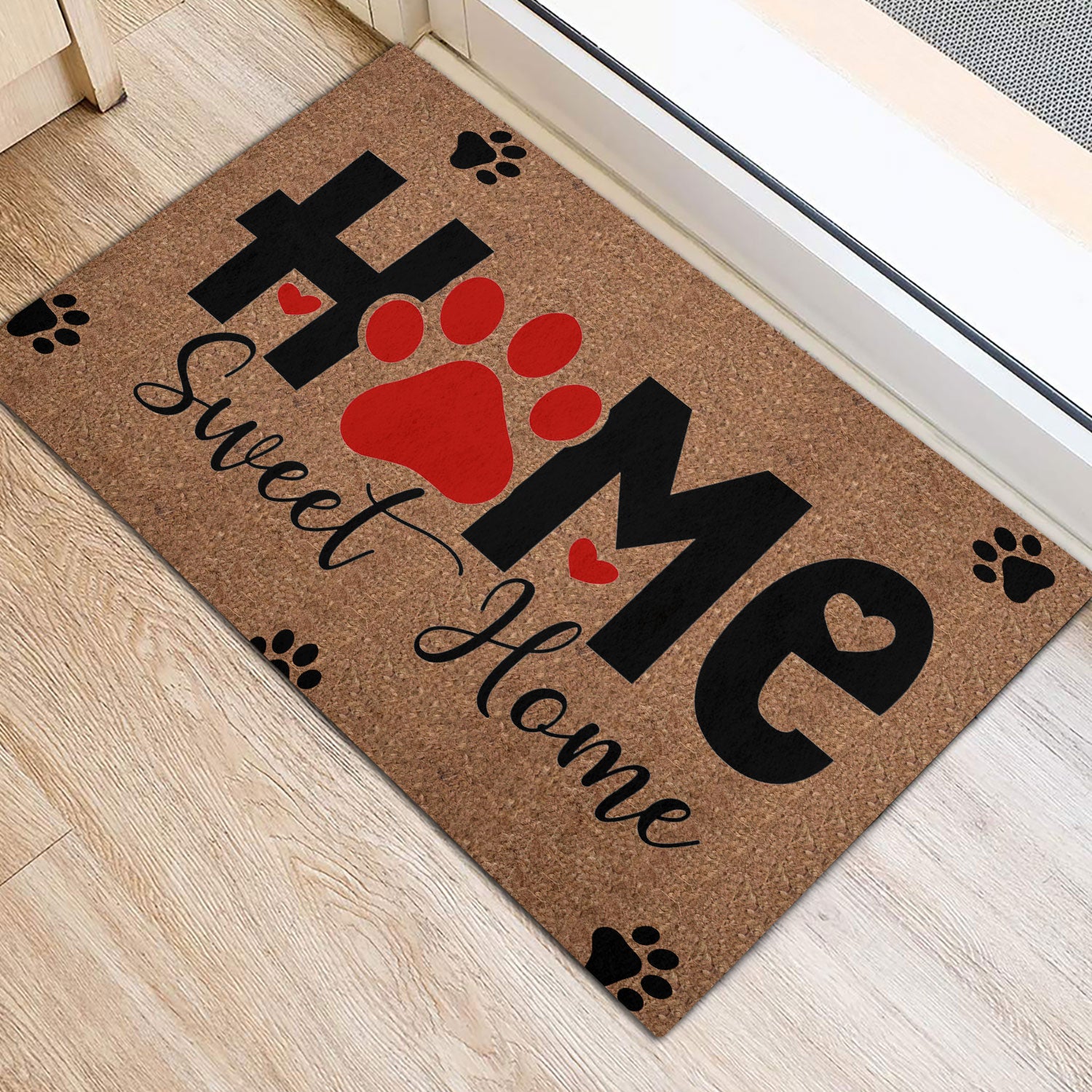 Ohaprints-Doormat-Outdoor-Indoor-Dog-Paw-Home-Sweet-Home-Decor-Gift-For-Dog-Puppy-Pet-Lover-Brown-Rubber-Door-Mat-885-