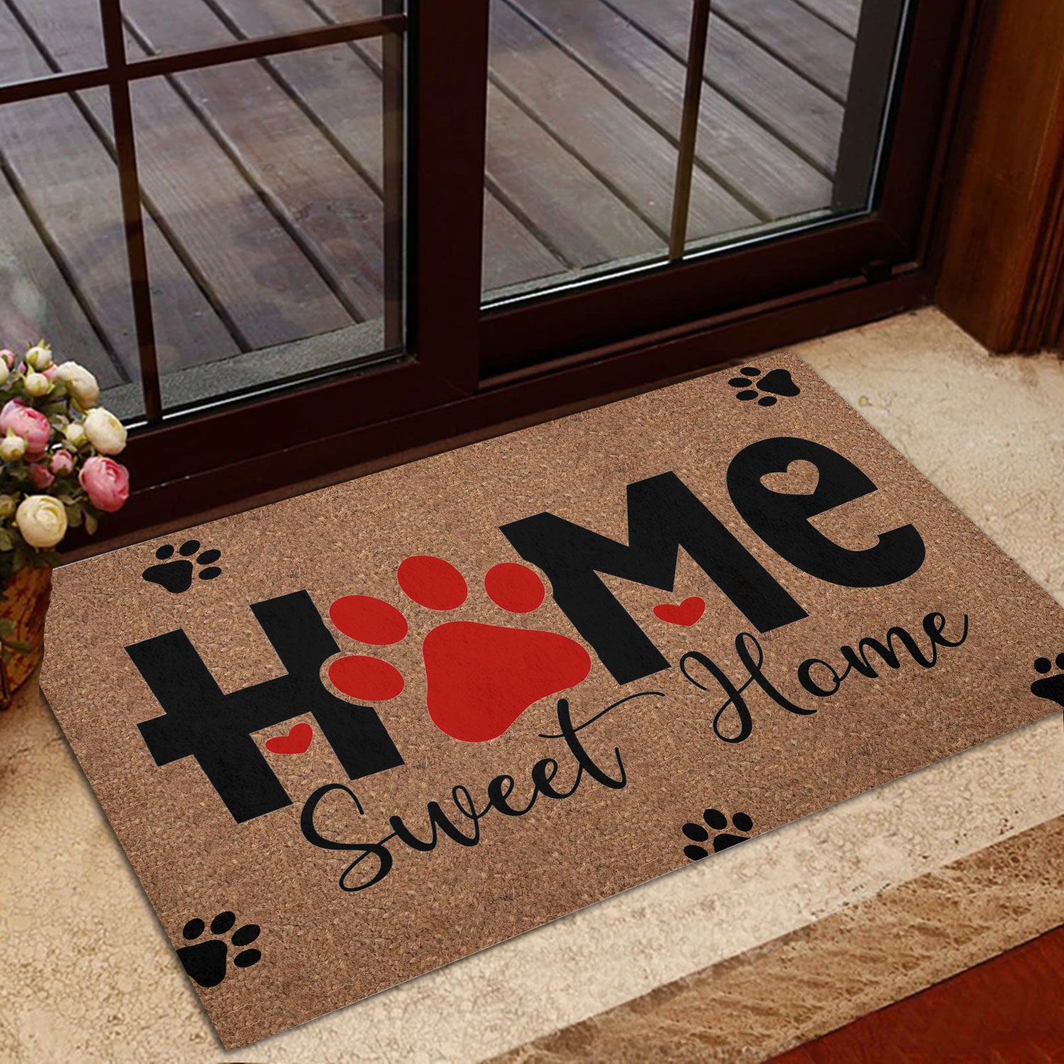 Ohaprints-Doormat-Outdoor-Indoor-Dog-Paw-Home-Sweet-Home-Decor-Gift-For-Dog-Puppy-Pet-Lover-Brown-Rubber-Door-Mat-885-