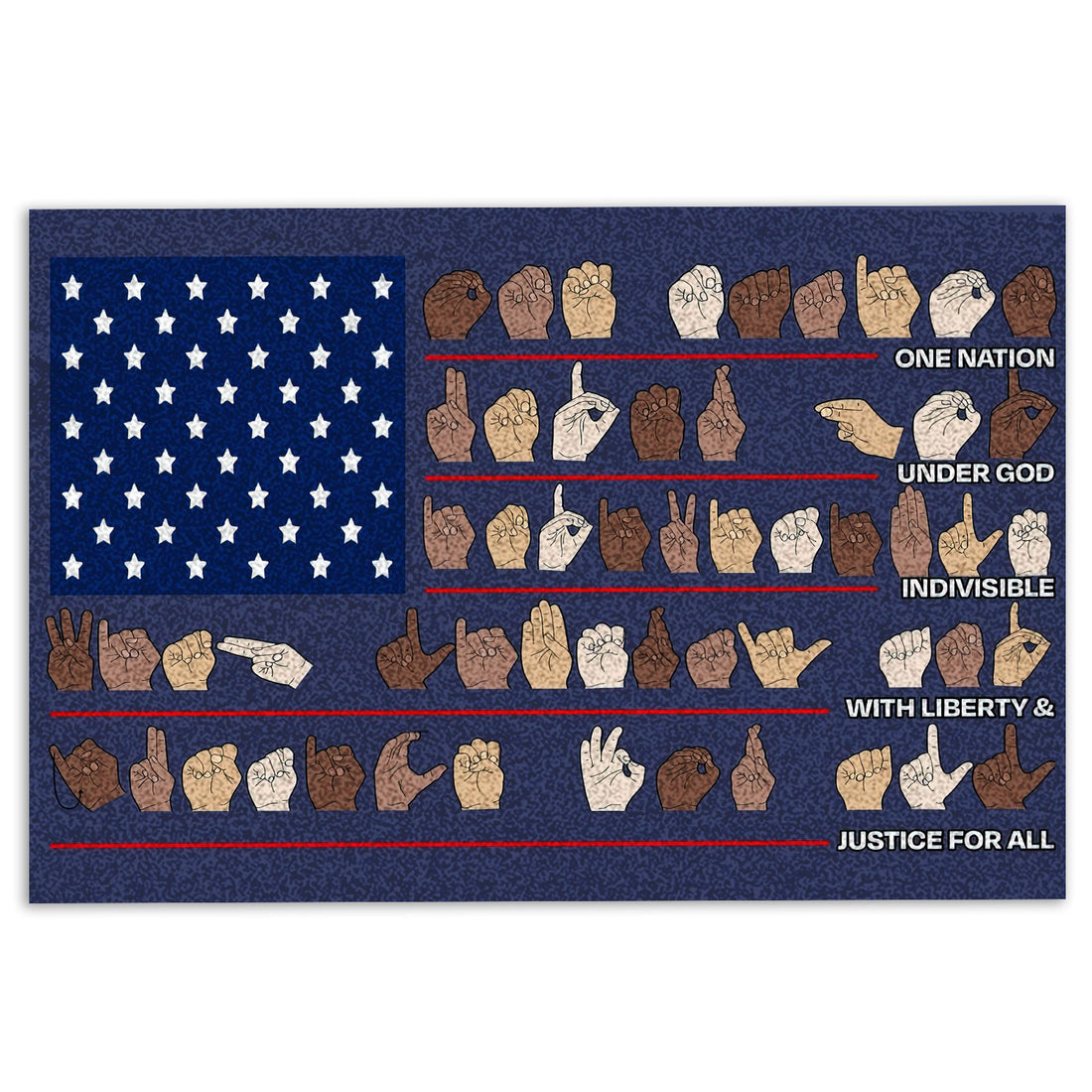 Ohaprints-Doormat-Outdoor-Indoor-Sign-Language-American-Us-Flag-One-Nation-Under-God-America-Rubber-Door-Mat-887-18'' x 30''