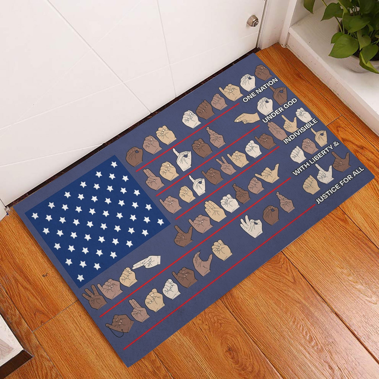 Ohaprints-Doormat-Outdoor-Indoor-Sign-Language-American-Us-Flag-One-Nation-Under-God-America-Rubber-Door-Mat-887-