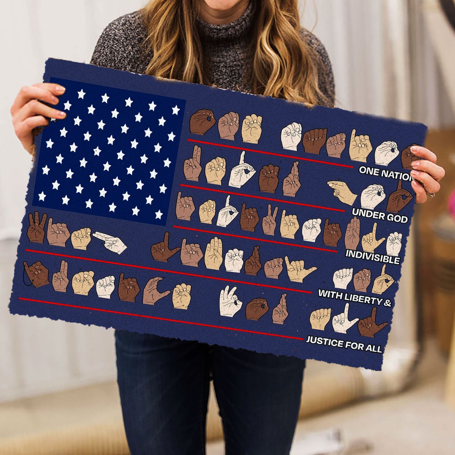 Ohaprints-Doormat-Outdoor-Indoor-Sign-Language-American-Us-Flag-One-Nation-Under-God-America-Rubber-Door-Mat-887-