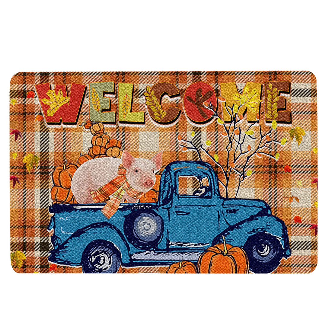 Ohaprints-Doormat-Outdoor-Indoor-Pig-Pumpkin-Truck-Autumn-Happy-Fall-Y'All-Thanksgiving-Day-Rubber-Door-Mat-1806-18'' x 30''