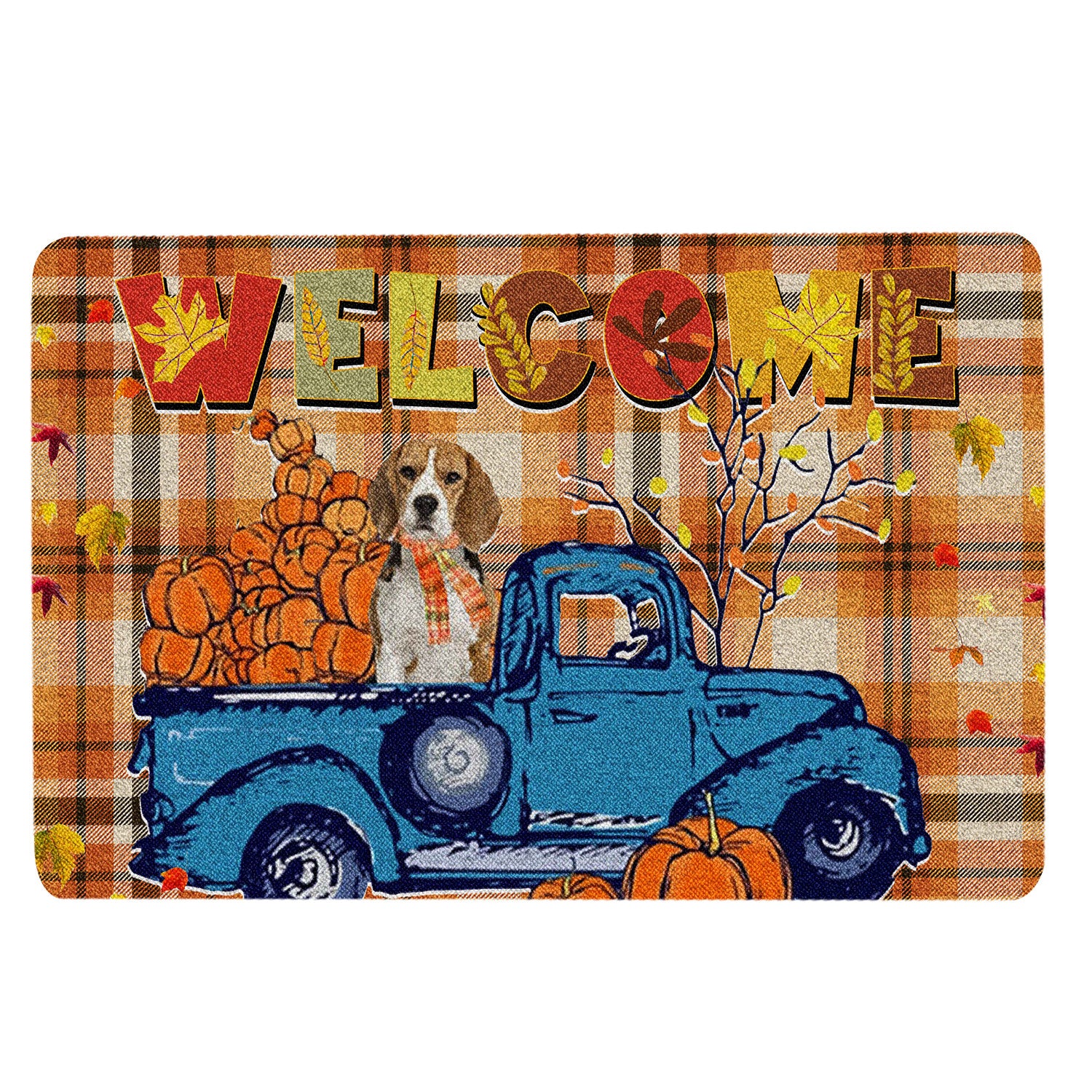 Ohaprints-Doormat-Outdoor-Indoor-Beagle-Pumpkin-Truck-Autumn-Happy-Fall-Y'All-Thanksgiving-Day-Rubber-Door-Mat-1807-18'' x 30''