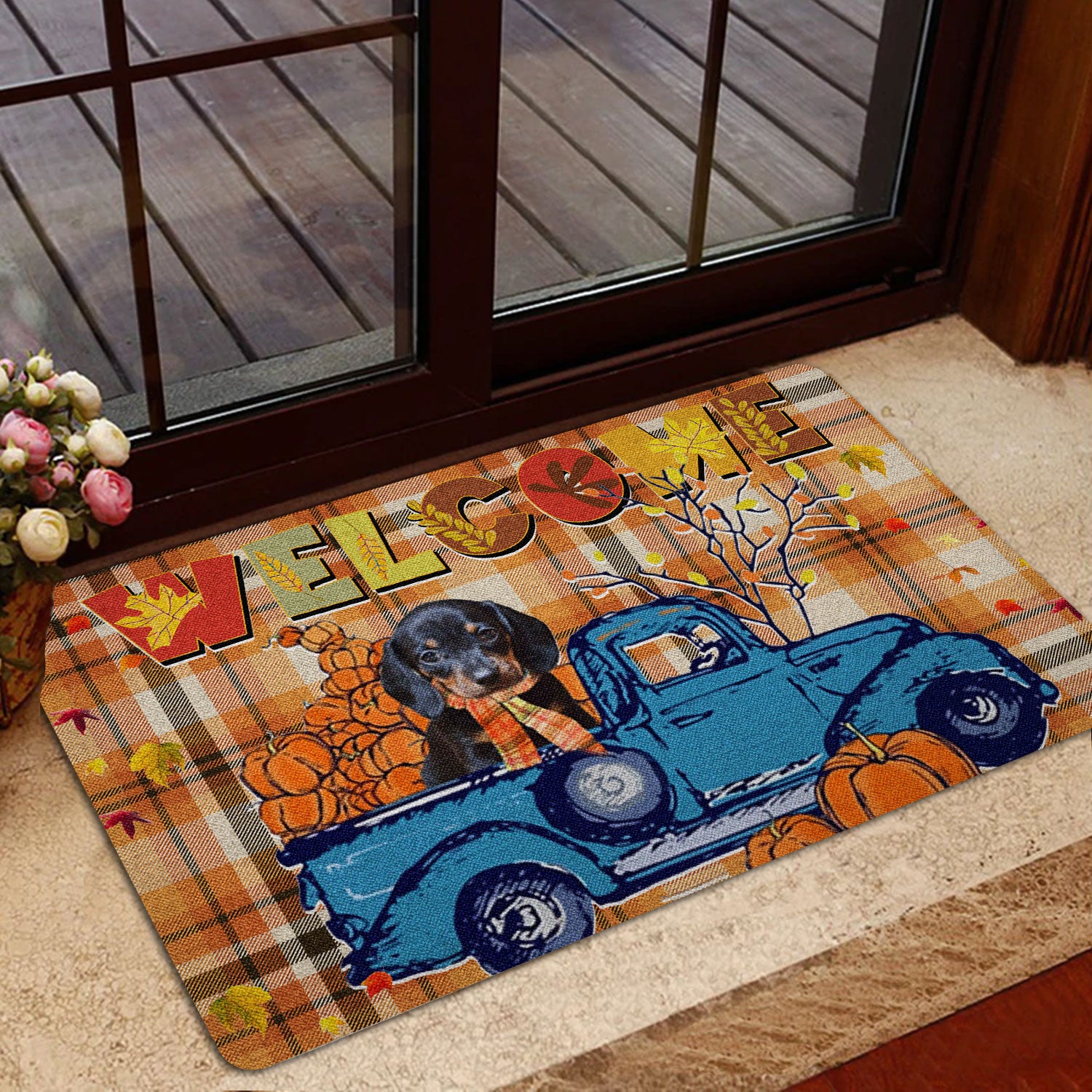 Ohaprints-Doormat-Outdoor-Indoor-Dachshund-Pumpkin-Truck-Autumn-Happy-Fall-Y'All-Thanksgiving-Day-Rubber-Door-Mat-1809-