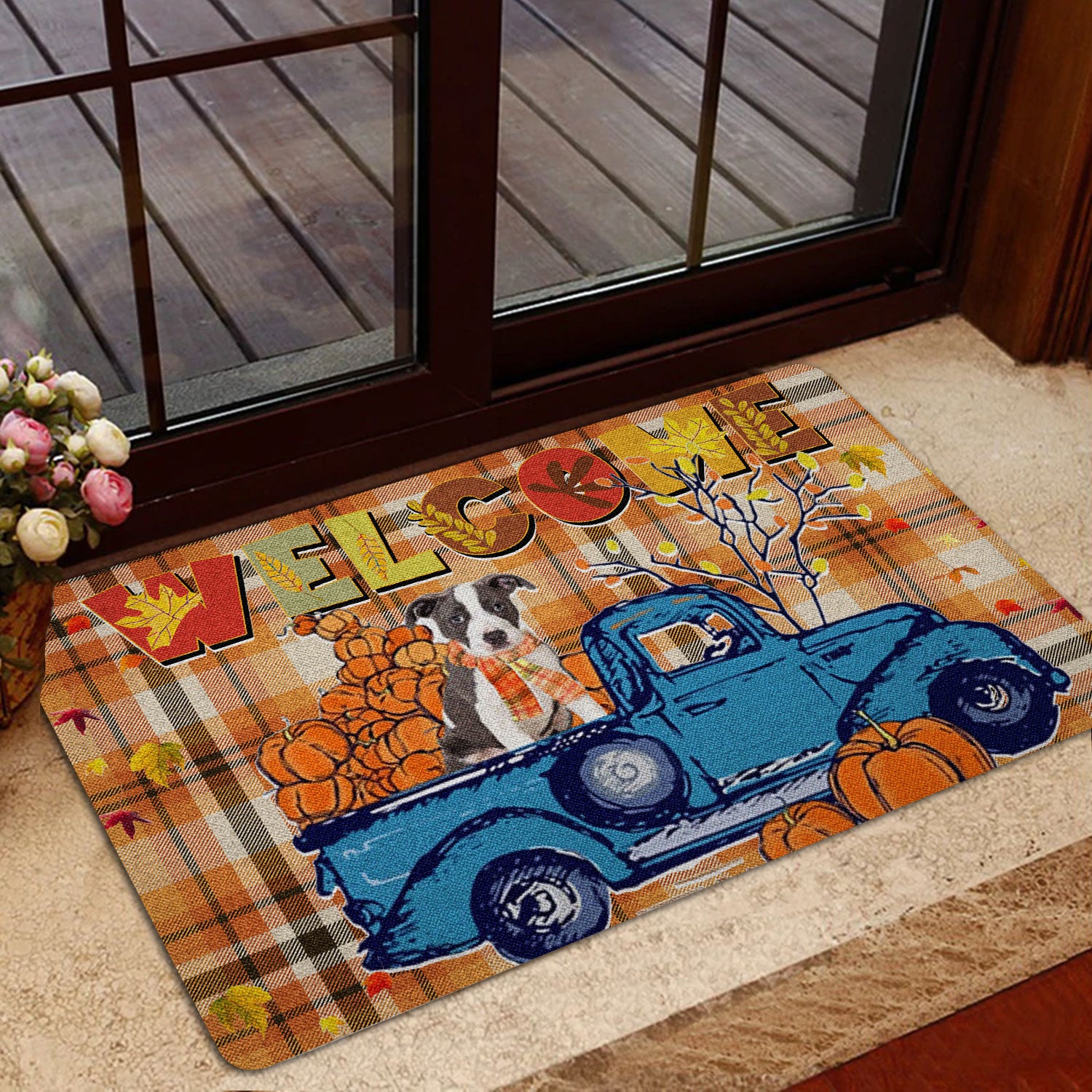 Ohaprints-Doormat-Outdoor-Indoor-Pitbull-Pumpkin-Truck-Autumn-Happy-Fall-Y'All-Thanksgiving-Day-Rubber-Door-Mat-1815-