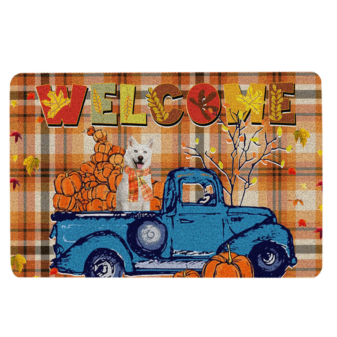 Ohaprints-Doormat-Outdoor-Indoor-Dog-Pumpkin-Truck-Autumn-Happy-Fall-Y'All-Thanksgiving-Rubber-Door-Mat-1819-18'' x 30''