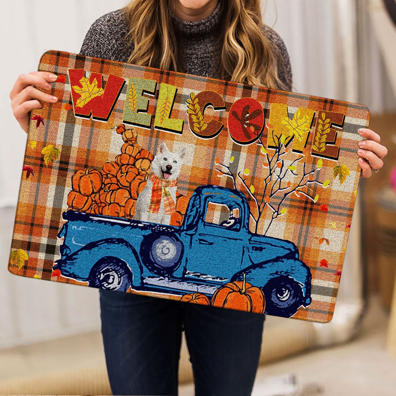 Ohaprints-Doormat-Outdoor-Indoor-Dog-Pumpkin-Truck-Autumn-Happy-Fall-Y'All-Thanksgiving-Rubber-Door-Mat-1819-