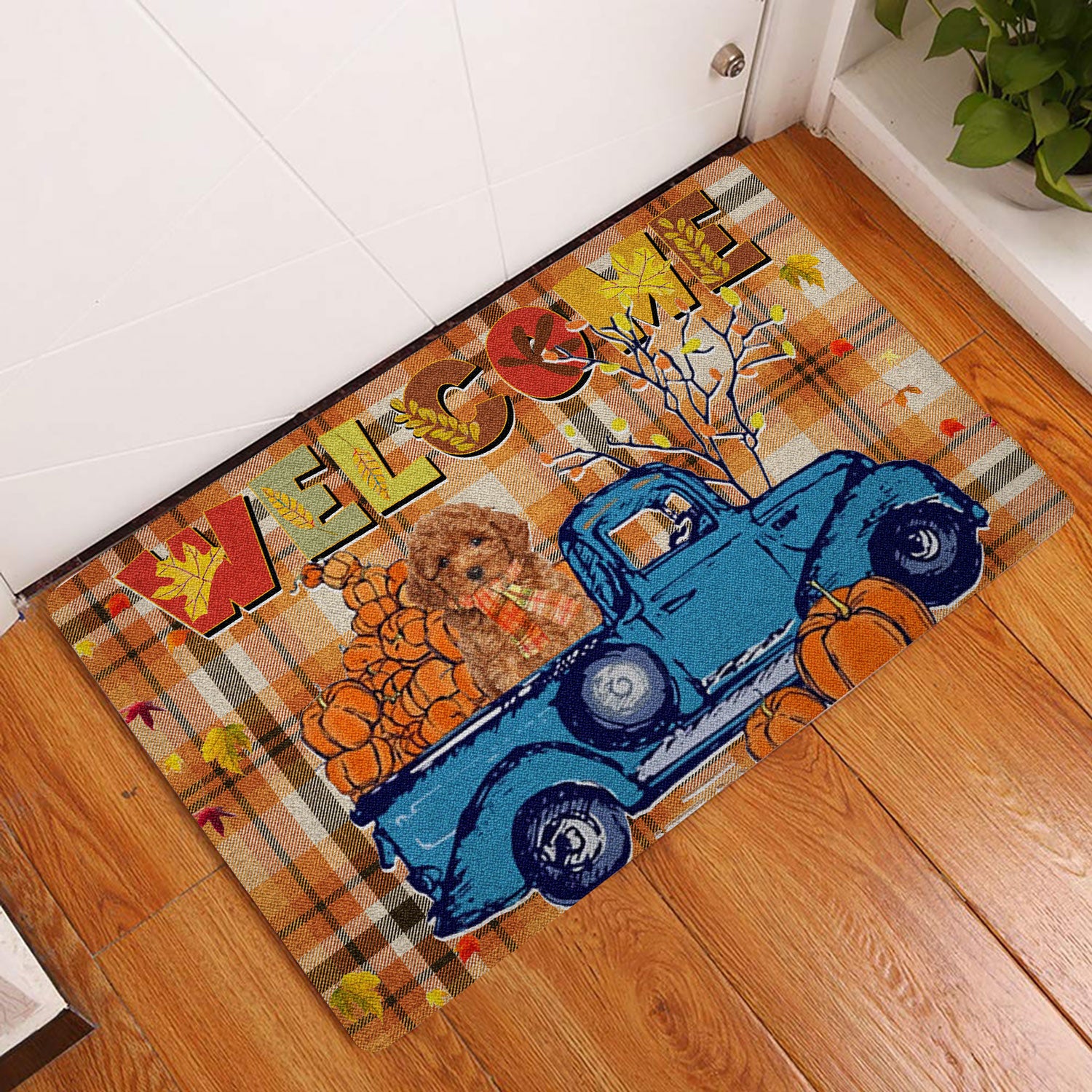 Ohaprints-Doormat-Outdoor-Indoor-Goldendoodle-Pumpkin-Truck-Happy-Fall-Y'All-Autumn-Thanksgiving-Rubber-Door-Mat-1823-