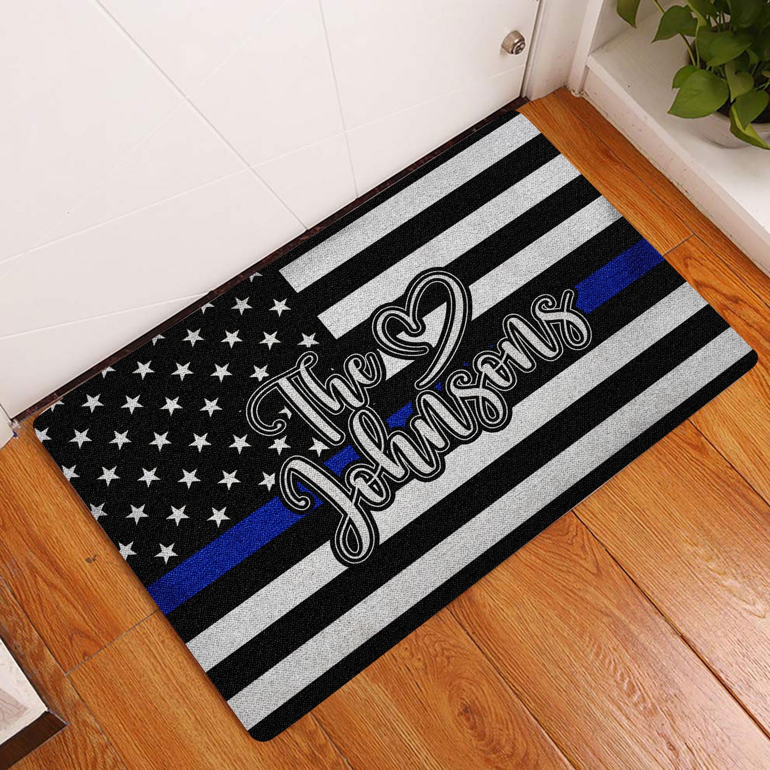 Ohaprints-Doormat-Outdoor-Indoor-Police-Back-The-Blue-Custom-Family-Name-Custom-Personalized-Name-Rubber-Door-Mat-1880-